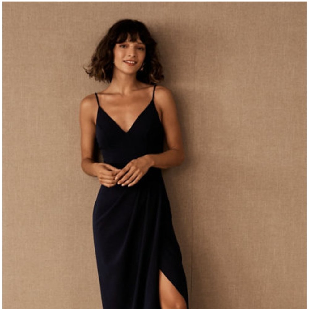 BHLDN Caron V-Neck Dress in Midnight